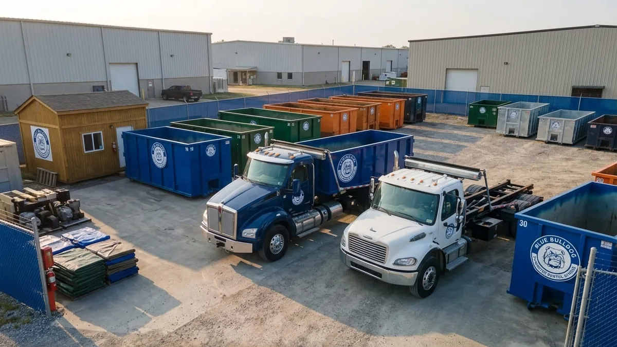 Serving Athens and the Athens area Blue Bulldog Dumpster Rental Athens roll-off truck serving Athens and the Athens area